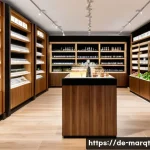 Home 21 향기 마케팅을 위한 최신 연구 결과 - A modern upscale retail store interior in Germany with subtle vanilla and citrus scent ambiance, ele...